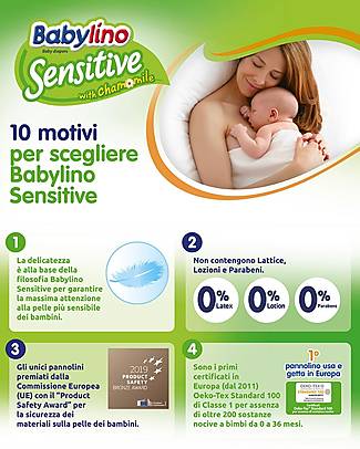 Babylino Diapers Sensitive + Chamomile Baby Wipes - Size 1/2/3 Eco Nappies