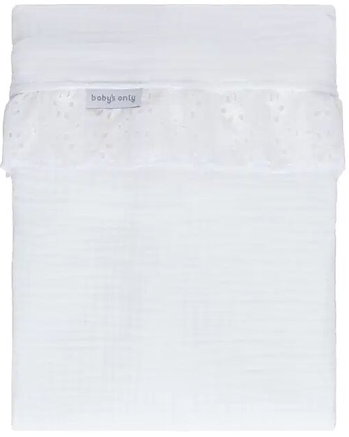 Baby's Only Calm Crib Sheet with Ruffle - White - 80×100 cm - 100% Cotton Cradle Bed Linen