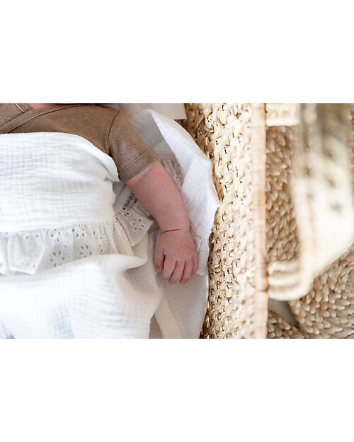 Baby's Only Calm Crib Sheet with Ruffle - White - 80×100 cm - 100% Cotton Cradle Bed Linen