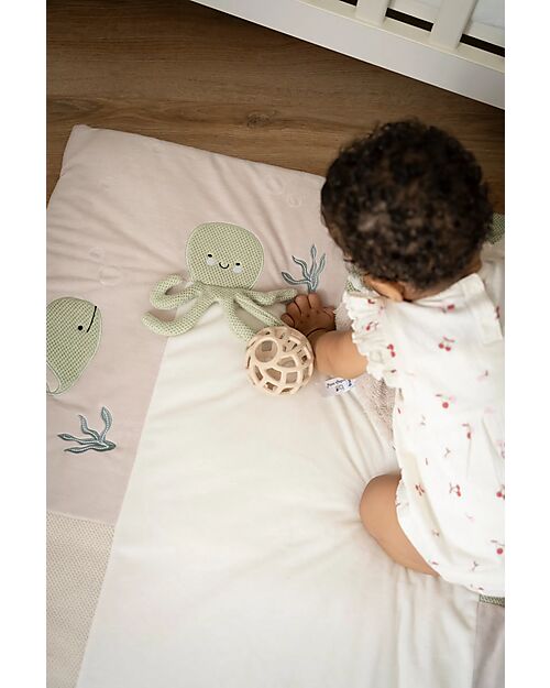 Baby's Only Set of 2 Toy Balls - Green and Linen - Silicone Newborn Toys_