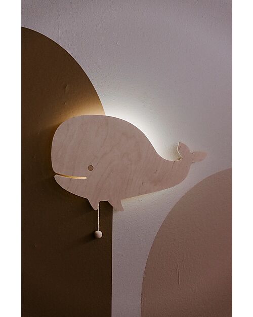 Baby's Only Wooden Wall Lamp - Whale Wonder - Brown Wall Lamps