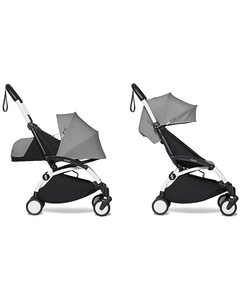 Babyzen Duo YOYO² Stroller White Frame, Grey Textile 0+ and 6+