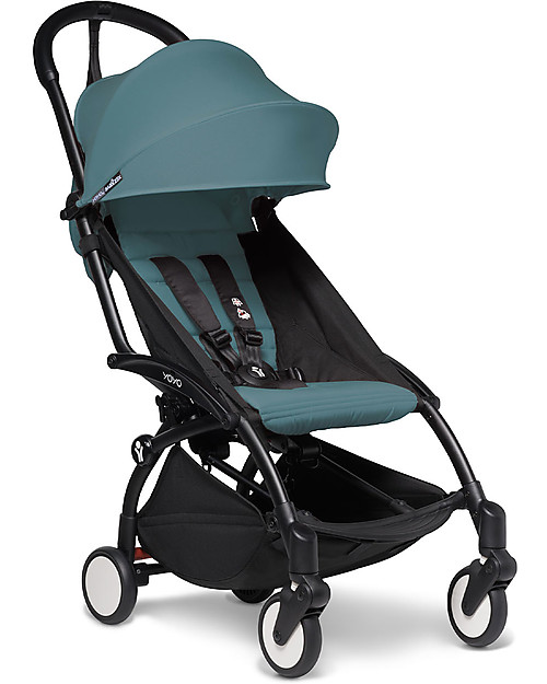 Babyzen Duo YOYO² Stroller - Black Frame, Acqua Textile 0+ and 6+ Trio and Duo Strollers