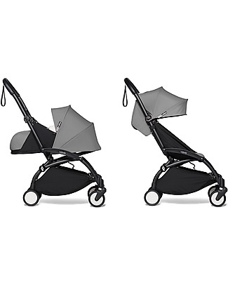 Babyzen Duo YOYO² Stroller - Black Frame, Grey Textile 0+ and 6+ Travel Systems