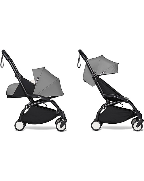 Babyzen Duo YOYO² Stroller - Black Frame, Grey Textile 0+ and 6+ Trio and Duo Strollers