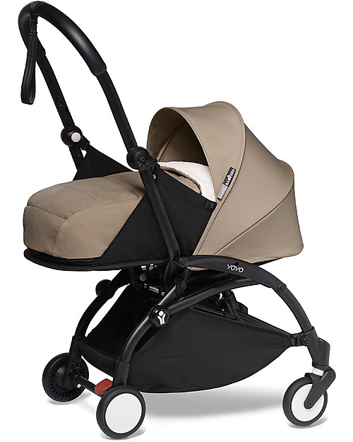 Babyzen Duo YOYO² Stroller - Black Frame, Taupe Textile 0+ and 6+ Trio and Duo Strollers