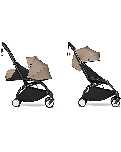 Babyzen Duo YOYO² Stroller - Black Frame, Taupe Textile 0+ and 6+ Trio and Duo Strollers
