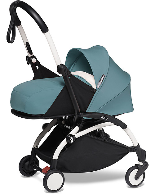 Babyzen Duo YOYO² Stroller - White Frame, Acqua Textile 0+ and 6+ Trio and Duo Strollers
