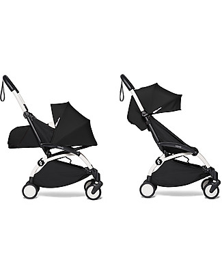 Babyzen Duo YOYO² Stroller - White Frame, Black Textile 0+ and 6+ Travel Systems