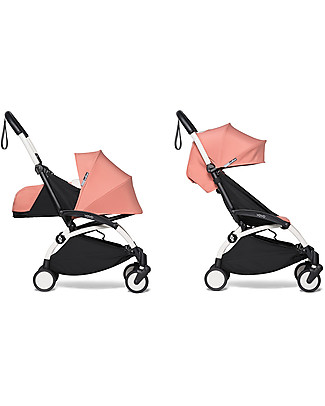 Babyzen Duo YOYO² Stroller - White Frame, Ginger Textile 0+ and 6+ Travel Systems