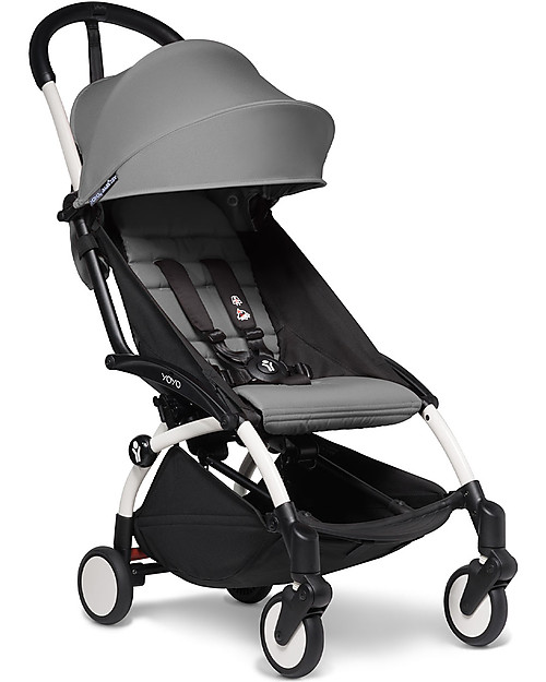 Babyzen Duo YOYO² Stroller - White Frame, Grey Textile 0+ and 6+ Trio and Duo Strollers