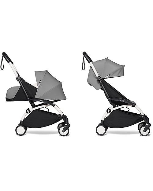 Babyzen Duo YOYO² Stroller - White Frame, Grey Textile 0+ and 6+ Trio and Duo Strollers