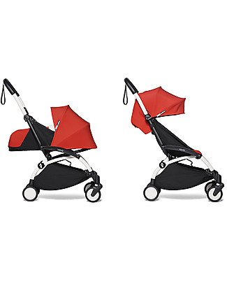 Babyzen Duo YOYO² Stroller - White Frame, Mint Red 0+ and 6+ Travel Systems