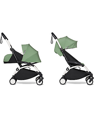 Babyzen Duo YOYO² Stroller - White Frame, Mint Textile 0+ and 6+ Travel Systems