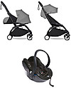 Babyzen Trio YOYO² Stroller - Black Frame + Grey Textile 0+ and 6+ + Izi Go Car Seat 0+ Lights Strollers
