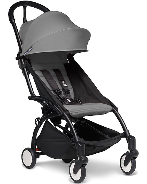 Babyzen Trio YOYO² Stroller - Black Frame + Grey Textile 0+ and 6+ + Izi Go Car Seat 0+ Lights Strollers