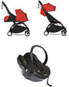 Babyzen Trio YOYO² Stroller - Black Frame + Red Textile 0+ and 6+ + Izi Go Car Seat 0+ Trio and Duo Strollers