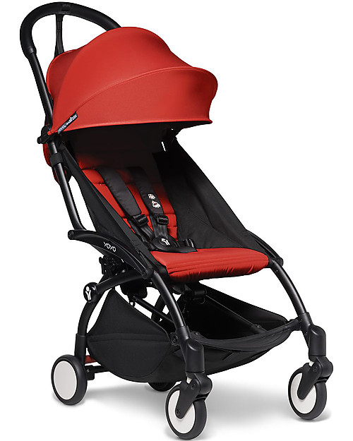 Babyzen Trio YOYO² Stroller - Black Frame + Red Textile 0+ and 6+ + Izi Go Car Seat 0+ Trio and Duo Strollers
