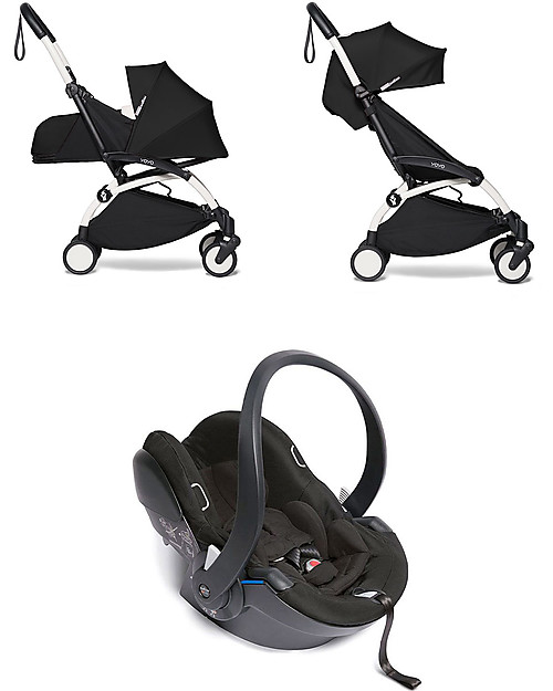 Babyzen Trio YOYO² Stroller - White Frame + Acqua Textile 0+ and 6+ + Izi Go Car Seat 0+ Trio and Duo Strollers