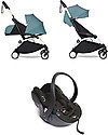 Babyzen Trio YOYO² Stroller - White Frame + Acqua Textile 0+ and 6+ + Izi Go Car Seat 0+ Trio and Duo Strollers