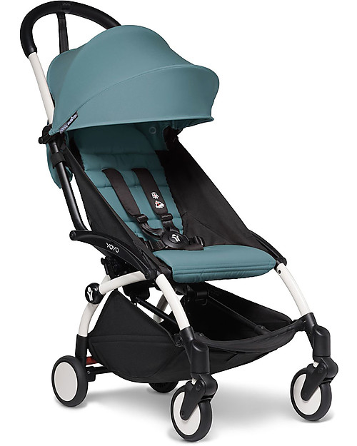 Babyzen Trio YOYO² Stroller - White Frame + Acqua Textile 0+ and 6+ + Izi Go Car Seat 0+ Trio and Duo Strollers