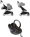 Babyzen Trio YOYO² Stroller - White Frame + Grey Textile 0+ and 6+ + Izi Go Car Seat 0+ Trio and Duo Strollers