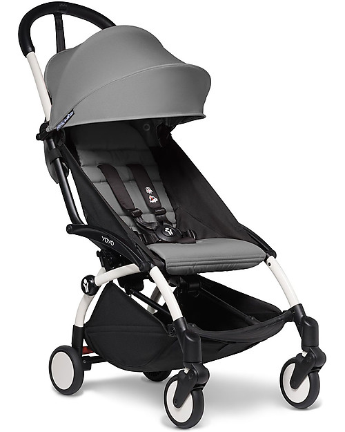 Babyzen Trio YOYO² Stroller - White Frame + Grey Textile 0+ and 6+ + Izi Go Car Seat 0+ Trio and Duo Strollers