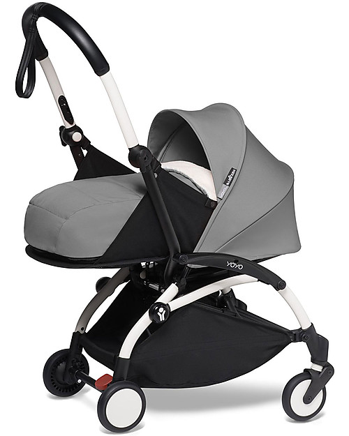 Babyzen Trio YOYO² Stroller - White Frame + Grey Textile 0+ and 6+ + Izi Go Car Seat 0+ Trio and Duo Strollers