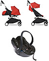 Babyzen Trio YOYO² Stroller - White Frame + Rosso Textile 0+ and 6+ + Izi Go Car Seat 0+ Trio and Duo Strollers