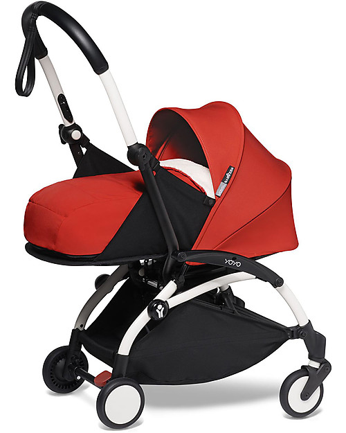 Babyzen Trio YOYO² Stroller - White Frame + Rosso Textile 0+ and 6+ + Izi Go Car Seat 0+ Trio and Duo Strollers
