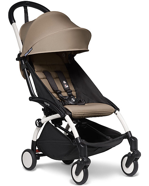Babyzen Trio YOYO² Stroller - White Frame + Taupe Textile 0+ and 6+ + Izi Go Car Seat 0+ Trio and Duo Strollers