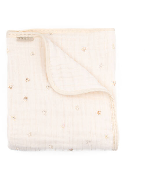 Bamboom Baby Blanket - 75x100 - Cloud - Animal Friends - Bamboo and Organic Cotton Blanket