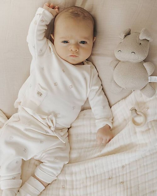 Bamboom Baby Blanket - 75x100 - Cloud - Animal Friends - Bamboo and Organic Cotton Blanket