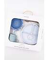 Bamboom Baby Meal Set - Plate + Bowl + Spoon + Glass - Blue - Antibacterial Silicone Meal Sets
