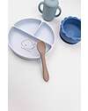 Bamboom Baby Meal Set - Plate + Bowl + Spoon + Glass - Blue - Antibacterial Silicone Meal Sets