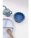 Bamboom Baby Meal Set - Plate + Bowl + Spoon + Glass - Blue - Antibacterial Silicone Meal Sets
