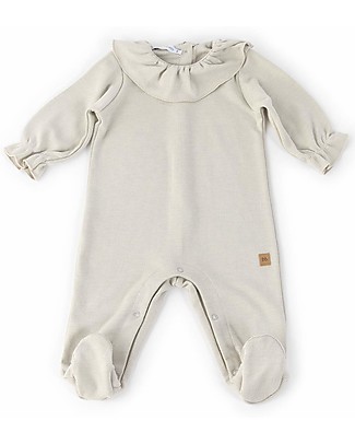 Bamboom Baby Overall with Feet and Frills - Light Grey - Bamboo Babygrows