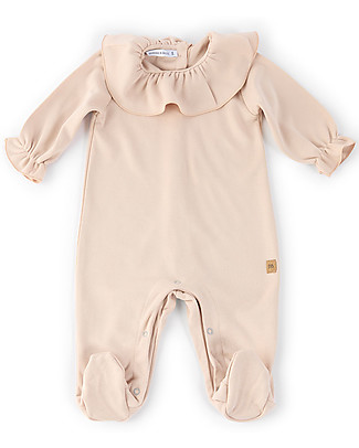 Bamboom Baby Overall with Feet and Frills - Rose - Bamboo Babygrows
