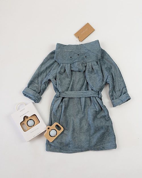 Bamboom Bathrobe with Ears - Blue - 100% Bamboo - 4-6 years Towels And Flannels