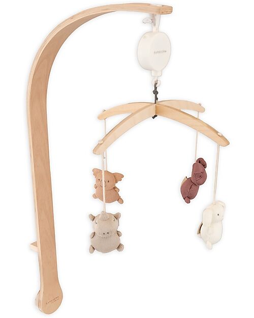 Bamboom Beech Wood Carousel - with Knitted Toys - Animal Friends - 100% Organic Bamboo Mobiles