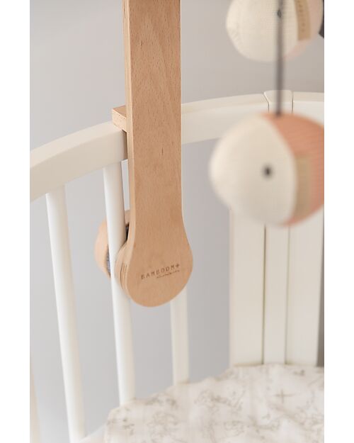 Bamboom Beech Wood Carousel - with Knitted Toys - Fish - Pink - 100% Organic Bamboo Mobiles