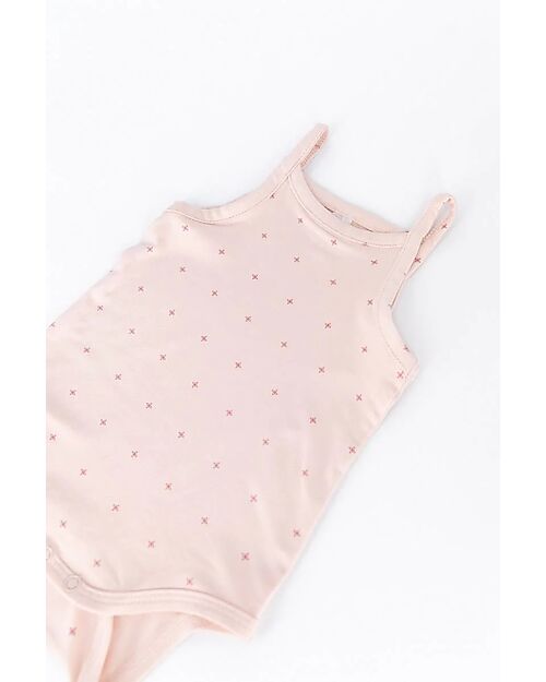 Bamboom Body with Straps - Rose - Flowers - Organic Stretch Bamboo Short Sleeves Bodies