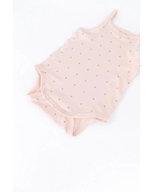 Bamboom Body with Straps - Rose - Flowers - Organic Stretch Bamboo Short Sleeves Bodies