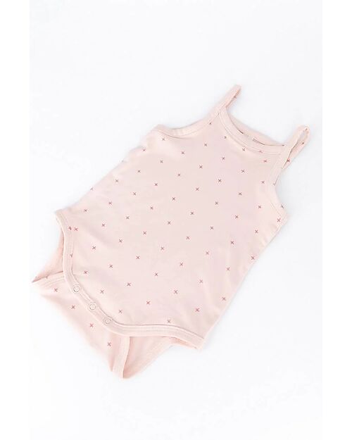 Bamboom Body with Straps - Rose - Flowers - Organic Stretch Bamboo Short Sleeves Bodies