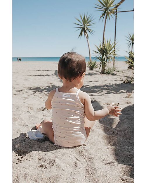 Bamboom Body with Straps - Rose - Flowers - Organic Stretch Bamboo Short Sleeves Bodies