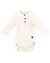 Bamboom Bodysuit with Buttons - Off White - Oeko-Tex Certified Cotton and Bamboo Long Sleeves Bodies