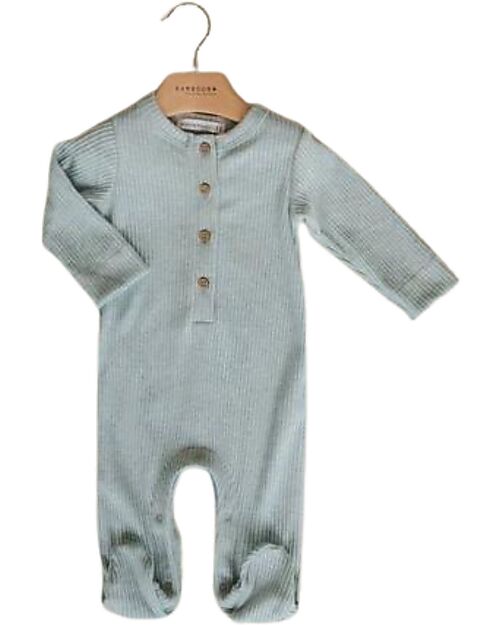 Bamboom Bodysuit with Opening and Buttons - Sage Green - 50% Natural Bamboo - 30% Polyester - 20% Cotton Babygrows