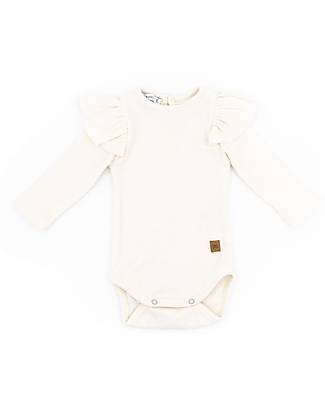 Bamboom Bodysuit with Ruffles - Off White - Oeko-Tex Certified Cotton and Bamboo Long Sleeves Bodies