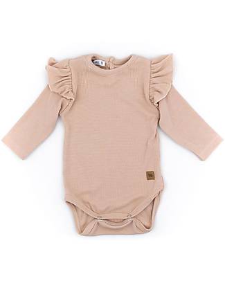 Bamboom Bodysuit with Ruffles - Powder Pink - Oeko-Tex Certified Cotton and Bamboo Long Sleeves Bodies