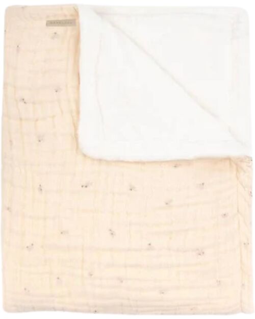 Bamboom Crib Blanket 100x150 + Plush Side - Olives Pink - in Bamboo Viscose and Organic Cotton Blanket